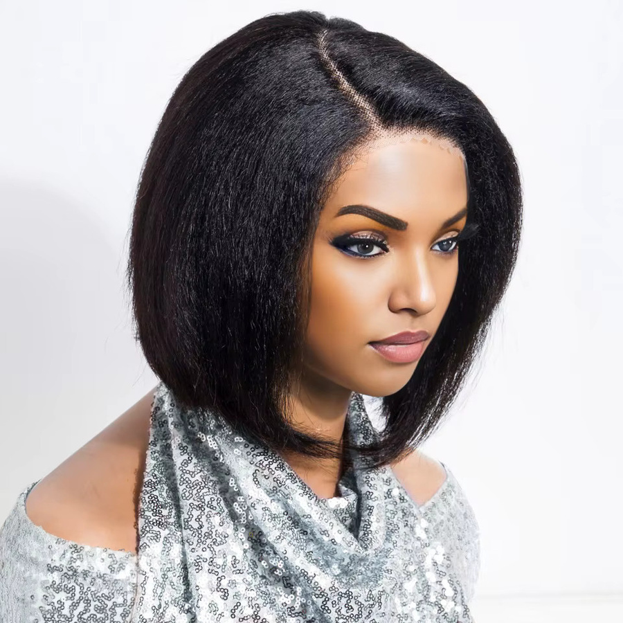 Rebecca Youth Kurze Echthaar-Perücke für Damen, Yaki-gerade Remy-Brasilianisches Haar, Lace Front - Bild 2