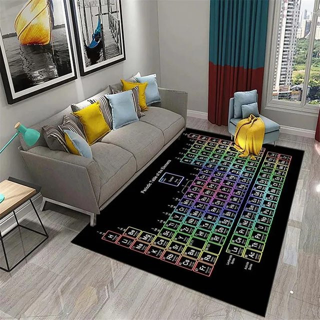 Karpetti 3D Periodensystem der Elemente Teppich, rutschfester Bereichsteppich aus Polyester für Wohnzimmer und Schlafzimmer, B/T: 150 x 100 cm, Multicolour - Bild 1