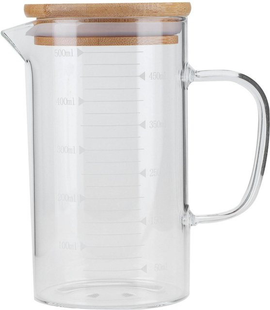CosyHome Messbecher aus Borosilikatglas mit Deckel, transparent/weiß, 500 ml - Bild 1