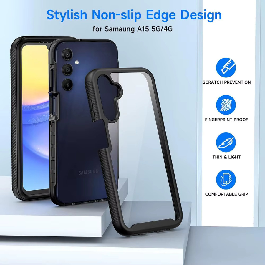 Rugged Armor Clear Case für Samsung Galaxy A16 A26 A36 A56 A15 A25 A35 A55 A05S A04S A14 A34 A54 mit integrierter Displayschutzfolie in Transparent und Blau - Bild 4
