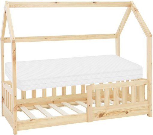 ML-Design Kinderbett Hausbett aus Kiefernholz Massivholz inkl. Matratze und Rausfallschutz B: 70 cm, L: 140 cm - Bild 1