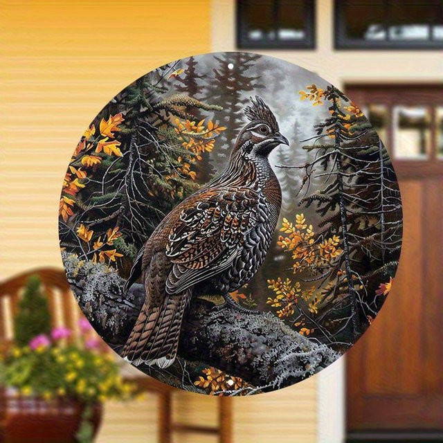 Rustikales Metallschild Potdemiel Vintage Wachtel und Buche als wetterfeste Wandkunst aus Blech - Bild 1