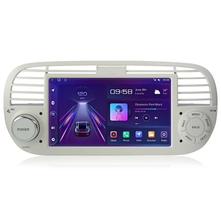 Junsun Android 14 Autoradio für Fiat 500 (2007–2015) mit 7 Zoll IPS Touchscreen, kabellosem CarPlay und Android Auto, Bluetooth und Wi-Fi, 2GB RAM + 64GB Speicher - Bild 2