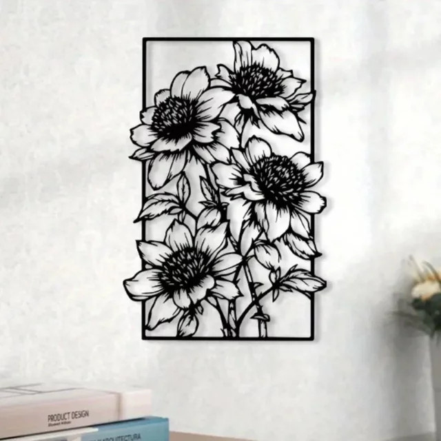 CIFBUY Vintage Wandkunst aus Metall mit floralem Design in Schwarz als Oster-Ornament - Bild 1