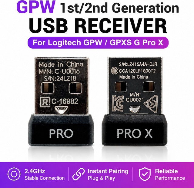Logitech USB-Adapter 2.4G-Empfänger für GPW GPXS Superlight Maus Wireless Dongle in Schwarz - Bild 1