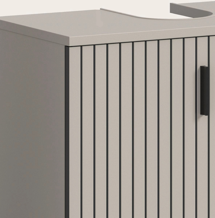 3-teiliges Badmöbel Set Livia von Inn.Furn in Kaschmir, bestehend aus Waschtischunterschrank, Spiegelschrank und Hochschrank, Breite: 135 cm - Bild 2