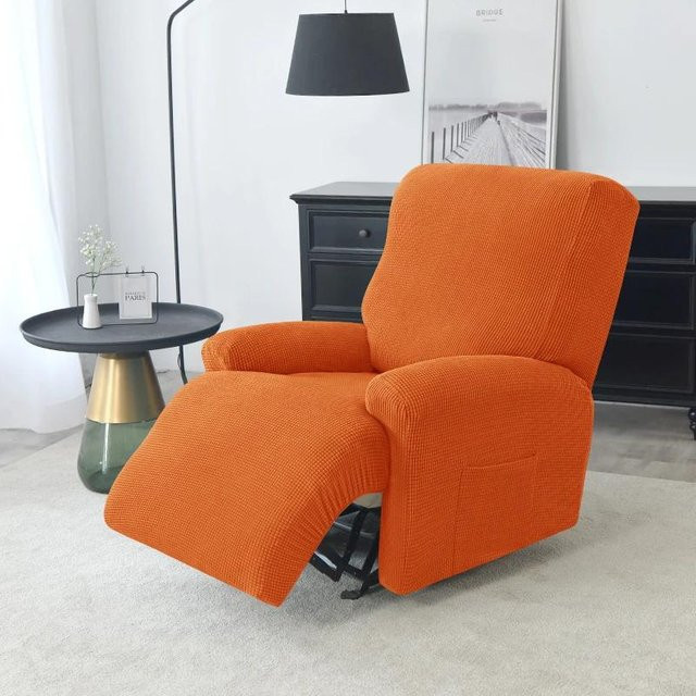 Elastischer Jacquard-Sesselüberzug in Orange für Relaxsessel und Liegestühle - Bild 1