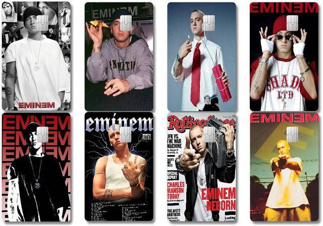 4er-Set Aufkleber für Kreditkarten und Buskarten im Eminem Anime Design, Mehrfarbig - Bild 1