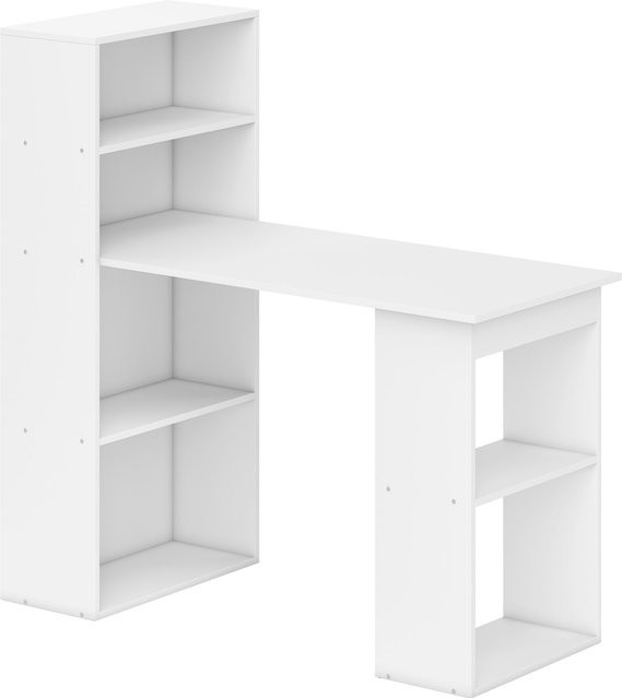 HOMCOM Schreibtisch mit Regal in Weiß, moderner Computertisch für das Home-Office, B/T/H: 120 x 55 x 120 cm - Bild 1