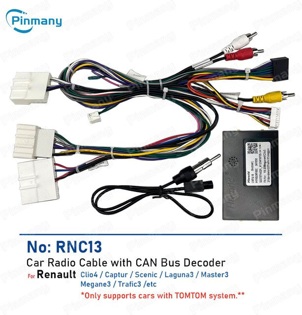 RNC13 Kabelbaumadapter mit CAN-Bus-Decoder für Renault Clio 4, Captur, Megane, Scenic, Laguna, Master, Trafic und Tomtom - Bild 1