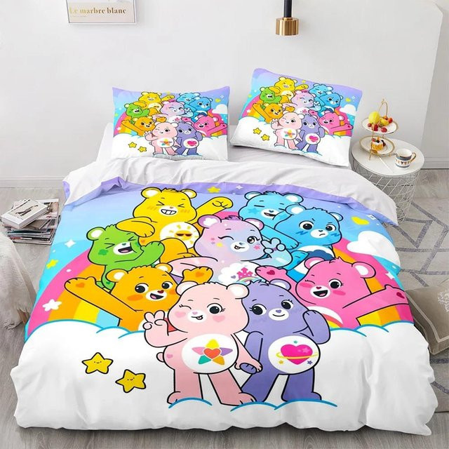 Care Bears Bettwäsche-Set mit Cartoon Anime Design, Kinderbettwäsche aus Polyester, Mehrfarbig, B/H: 90 x 200 cm - Bild 1