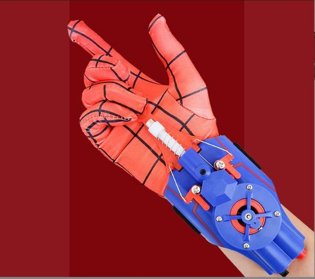 Marvel Spider-Man Werfer Spielzeug, Blau, mit Handschuhen und Saugnäpfen - Bild 1