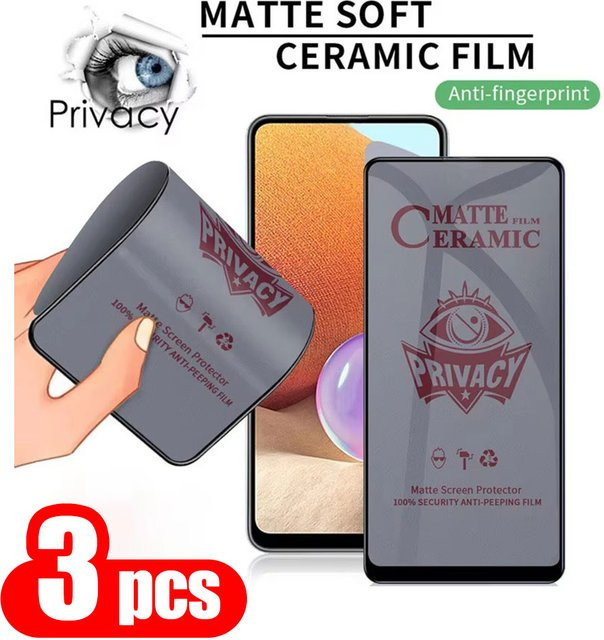 3er-Set Caynes Matte Privatsphäre Keramik-Displayschutzfolie für iPhone 17 16 15 14 13 12 Pro Max Air mit Anti-Fingerprint-Funktion in Transparent - Bild 1