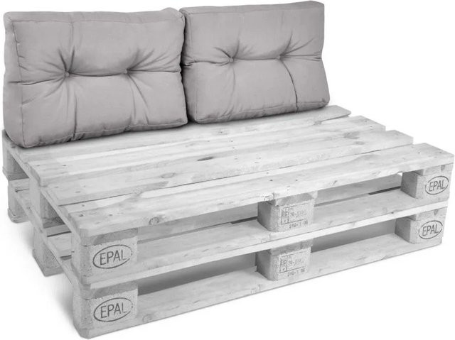 Beautissu ECO Style Palettenkissen Rücken Hellgrau, 2er-Set, B: 60 cm, H: 40 cm, T: 10 cm - Bild 1