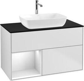 V&B Waschtischunterschrank Finion 100 mit Wandbeleuchtung in Weiß lackiert, B/T/H: 100 x 50,1 x 50,1 cm - Bild 1