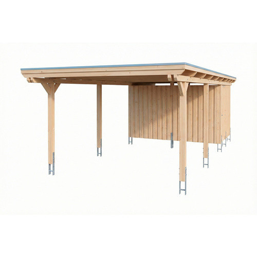 SKANHOLZ Carport Emsland aus Fichte mit EPDM-Flachdach und Abstellraum, Farbe: beige, B/T/H: 846 x 402 x 242 cm - Bild 2