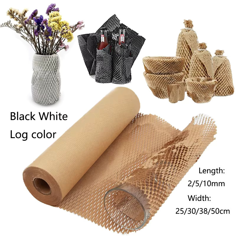 Umweltfreundliches Wabenblumen-Verpackungspapier in Braun als Polsterfolie und Geschenkschutz, 2–10 m - Bild 3