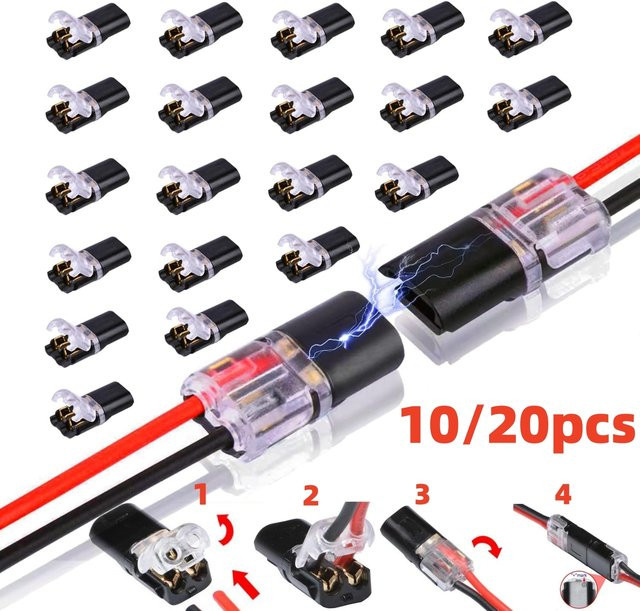 AOKIN 2-polige Doppeldraht-Steckverbinder mit verriegelbarer Schnalle, 2-Wege LED-Drahtverbinder, universell kompakt - Bild 1