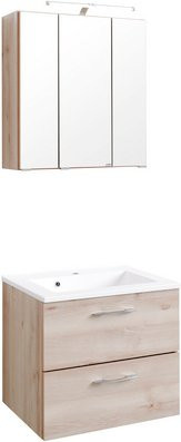 HELD MÖBEL Waschtisch-Set Portofino in Beige, Weiß und Multicolour mit LED-Beleuchtung und Wandmontage, B/H/T: 60 x 54 x 47 cm - Bild 1