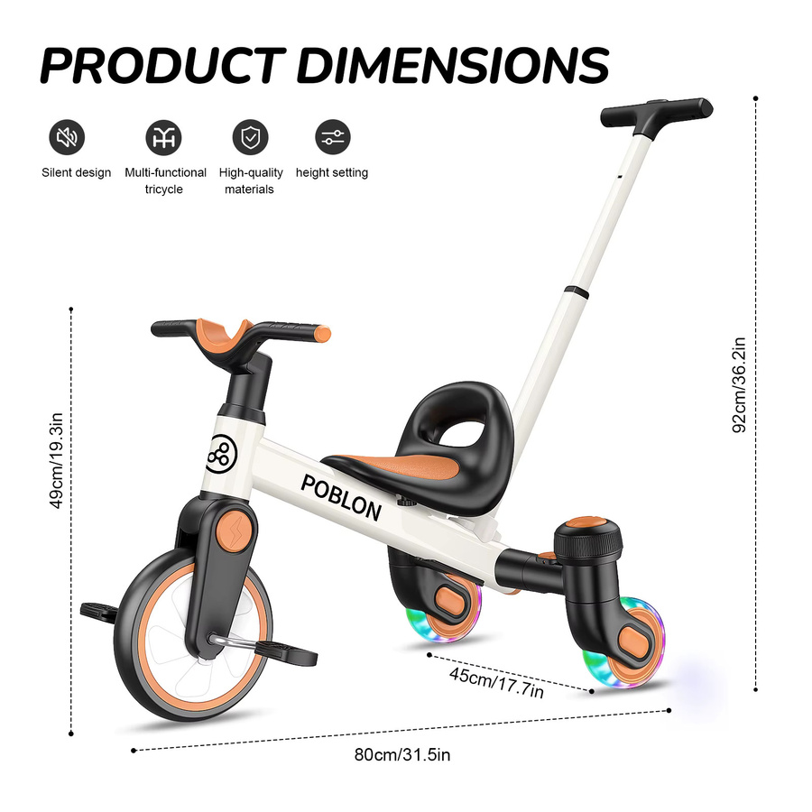 HGTUGO 3-in-1 Kleinkind-Dreirad, Drift-Trike, mit Licht, ab 1,5 Jahre - Bild 8