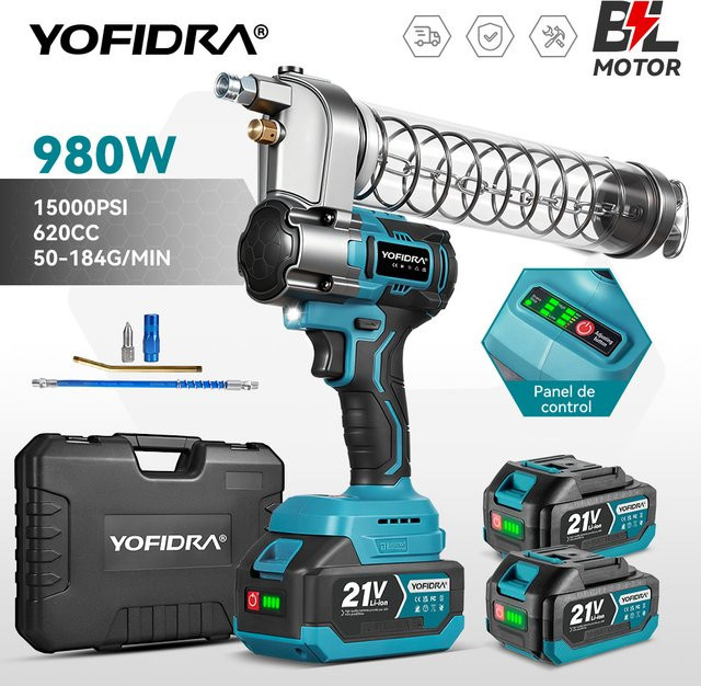 Yofidra Elektrische Fettpresse Hochdruck-Schmieröleinspritzmaschine 15000PSI 103Mpa für Makita-Akku - Bild 1
