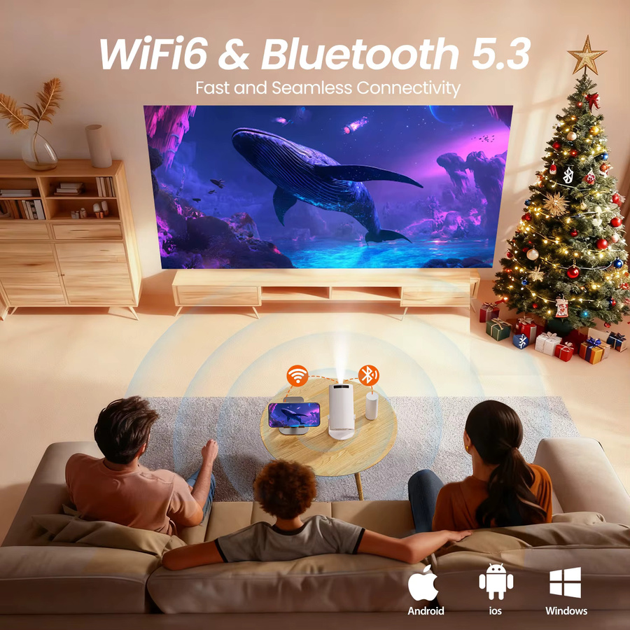 MAOHUTER HY300 M300 Projektor 4K UHD LED Heimkino mit Android 11 und Dual Wi-Fi 6 in Weiß - Bild 4
