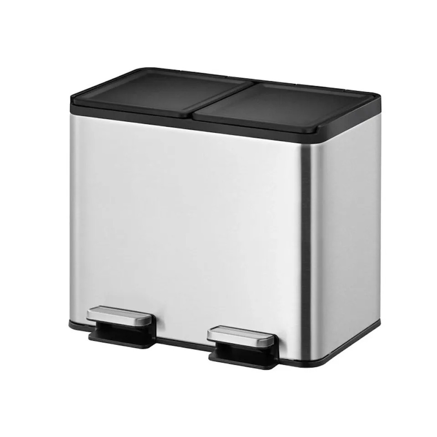 PROREGAL Rechteckiger Treteimer aus gebürstetem Edelstahl mit Soft Close und Stay Open Deckel, Silber, 30 Liter, H x B x T: 41,2 x 46,3 x 33,2 cm - Bild 2