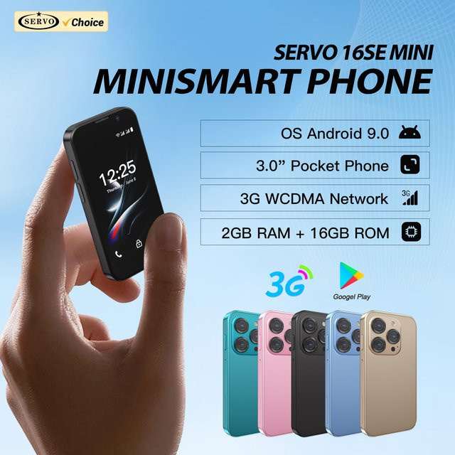 SERVO Mini Smartphone Gold mit 3,0 Zoll Display, Android-System, 2GB RAM, 16GB Speicher, 3G WCDMA, WLAN und Dual-SIM - Bild 1