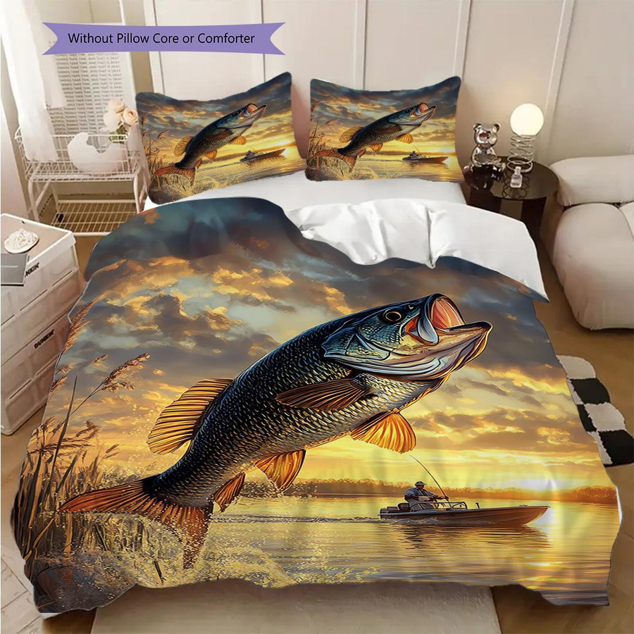 Manus Home Bettwäsche Set mit Fischmuster, 3-teilig: 1 Bettbezug und 2 Kissenbezüge, Mehrfarbig, B/H: 135 x 200 cm - Bild 3
