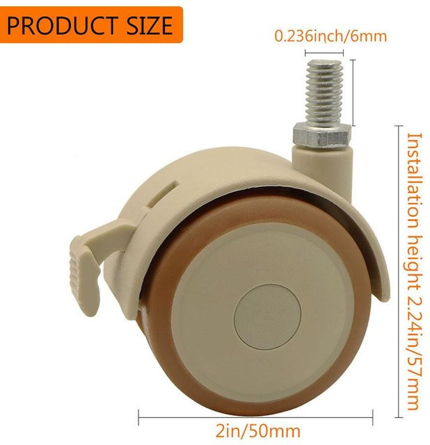 Wucifang Jewelry Heavy Duty Lenkrollen mit Bremse und Gewinde M6, 4er Pack, Beige - Bild 1