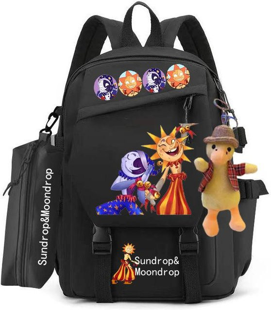 3-teiliges Schulrucksack-Set in Schwarz aus Oxford-Stoff mit großem Fassungsvermögen inklusive Federmäppchen und Schultergurt - Bild 1
