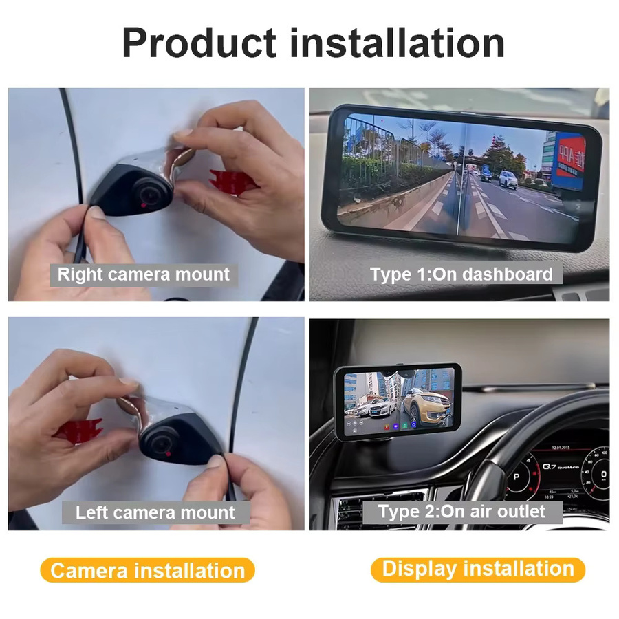Carsanbo 6.25 Zoll Auto-Touchscreen-Display mit 1080p AHD Digital-Seitenkamera und Totwinkel-Alarmsystem in Schwarz - Bild 6