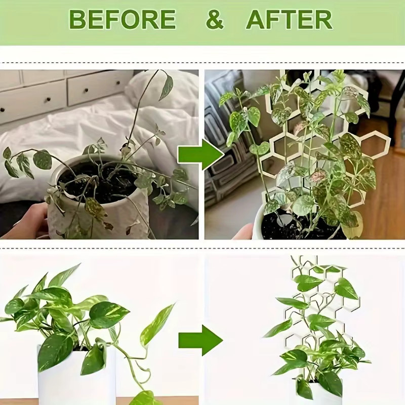 Pflanzenspaliere aus Wabenholz mit Mesh-Kletternetz als Gartentopf-Stützrahmen für Kletterpflanzen, B/T/H: 19,3 x 10,0 cm - Bild 3