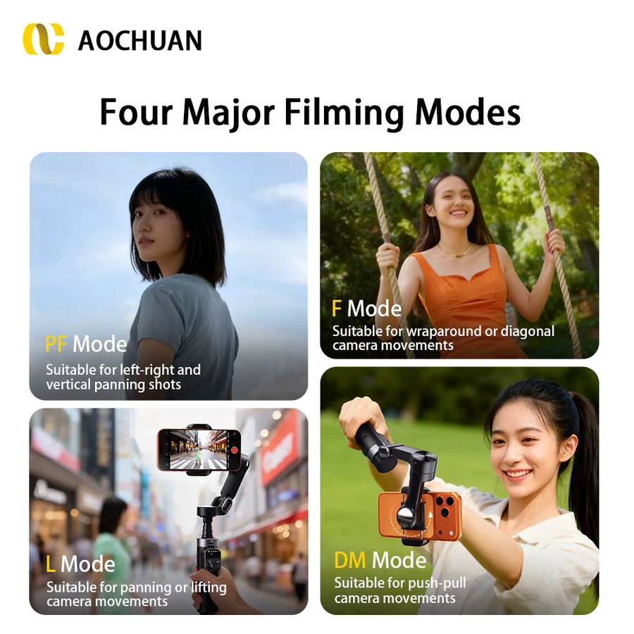 AOCHUAN X3 Handheld Gimbal Stabilisator in Schwarz mit integriertem Verlängerungsstab, Stativ und Gesichtsverfolgung für iPhone, Android und Samsung Smartphones - Bild 5