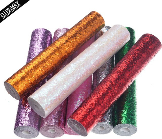 QIBU Chunky Glitzerstoff als Meterware, einfarbige Kunstlederrolle in Multicolour, Breite: 50 cm, Länge: 120 cm - Bild 1