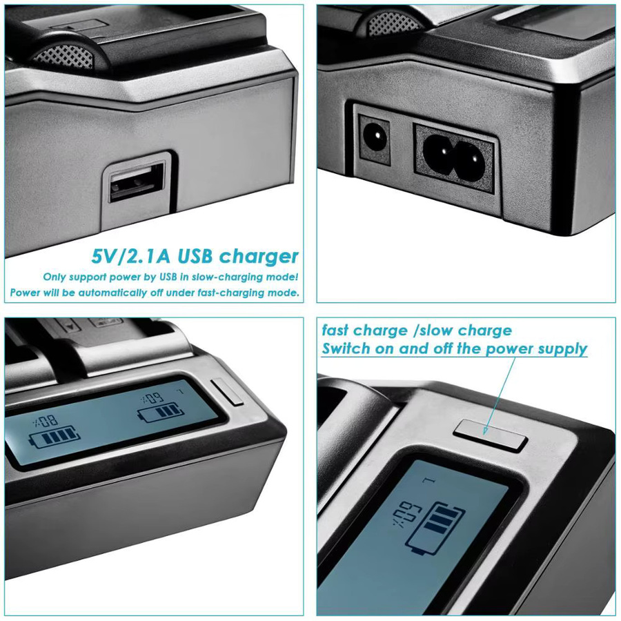 Canon 2-Slot Batterie Ladegerät für LP-E6NH LP-E6N LP-E6 in Schwarz - Bild 5