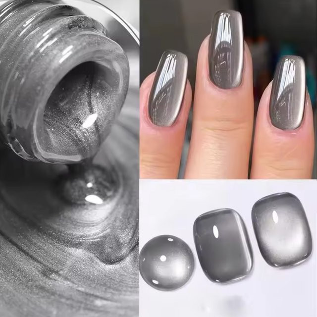 MIANEL NAIL Cat Eye Nagellack, Grau Schwarz, 12 ml, Unisex - Bild 1