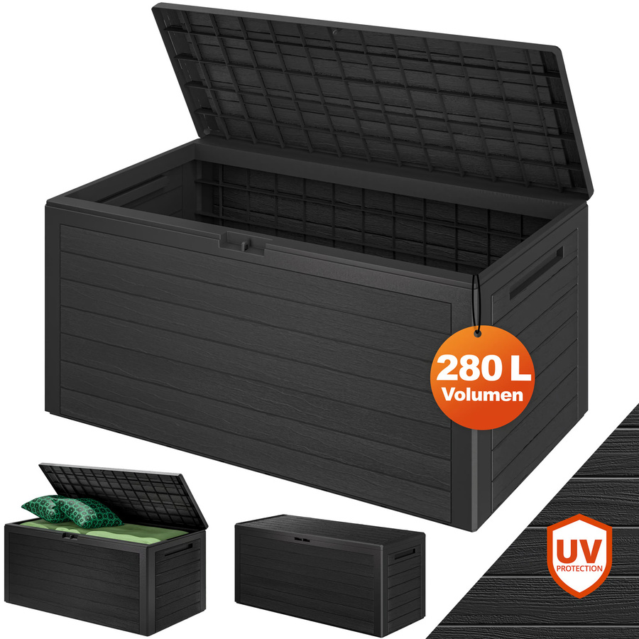 CASARIA Gartenbox Woody 280L Anthrazit Holzoptik wasserdicht B/T/H: 120 x 57 x 46 cm - Bild 2