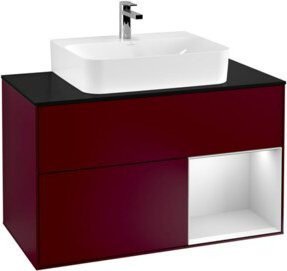V&B Waschtischunterschrank Finion mit LED-Beleuchtung und Regalfach, Weiß lackiert, Breite: 100 cm - Bild 1