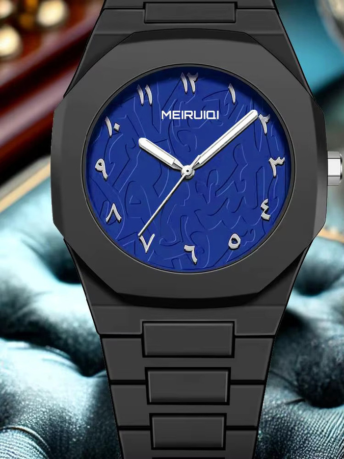 MEIRUIQI Digitaluhr, Quarz, schwarzes Armband, Herren - Bild 3