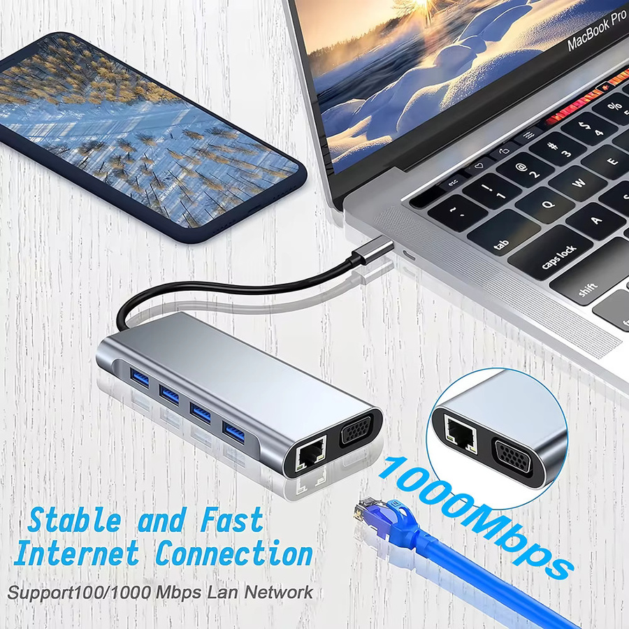 KEBIDUMEI 11-Port USB-C Dockingstation mit HDMI 4K UHD und USB 3.0 für PC, Laptop und Macbook - Bild 3