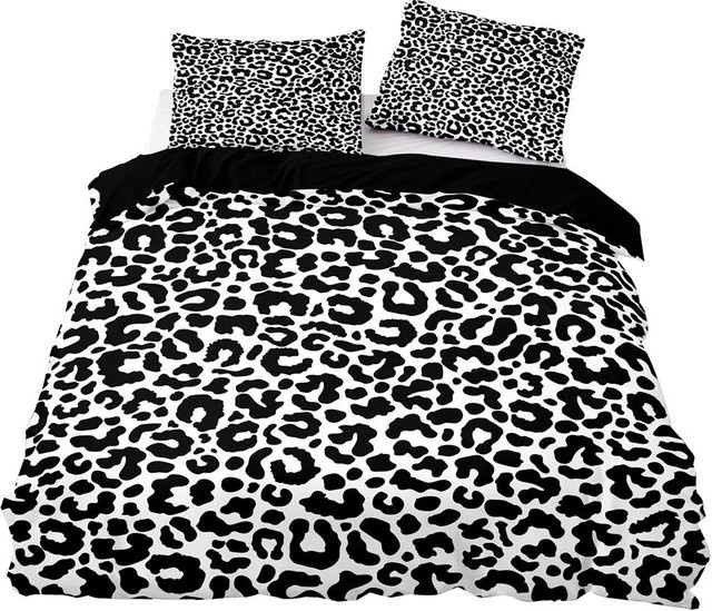 Bettwäsche-Set JMG Household Supplies im amerikanischen Stil mit Leopardenmuster in Rosa und Schwarz, bestehend aus Bettbezug und Kissenbezug, B/H: 135 x 200 cm - Bild 1