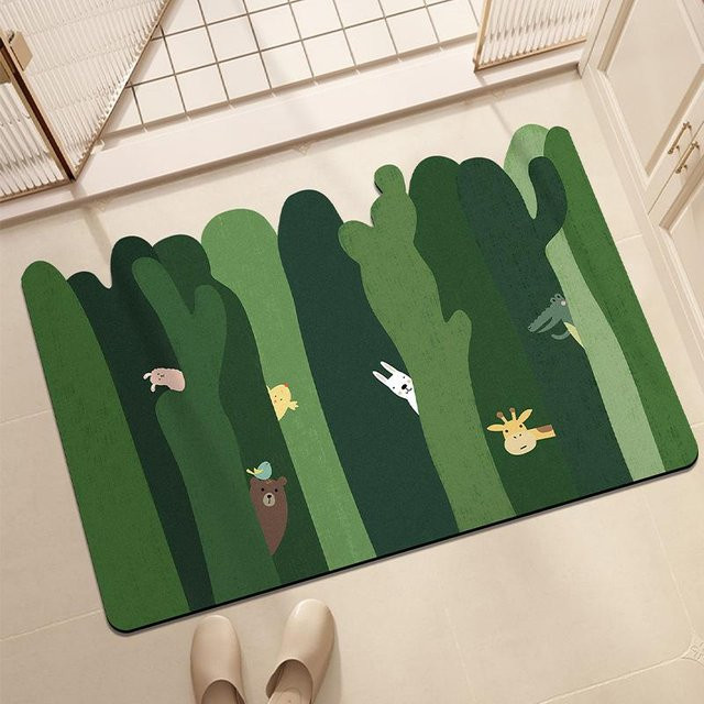 Saugfähige Badezimmer Bodenmatte Yiran Furniture in Grün, schnelltrocknend und rutschfest, B/T: 60 x 40 cm - Bild 1