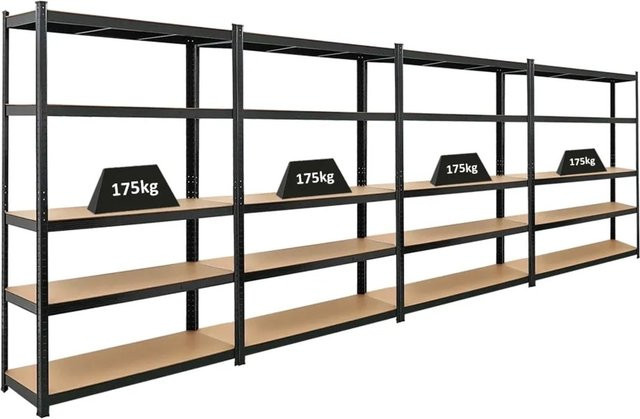 4er Set PROREGAL Schwerlastregal Ragnar in Schwarz, H x B x T: 180 x 120 x 40 cm, Fachlast 175 kg, Regal für Werkstatt und Garage - Bild 1