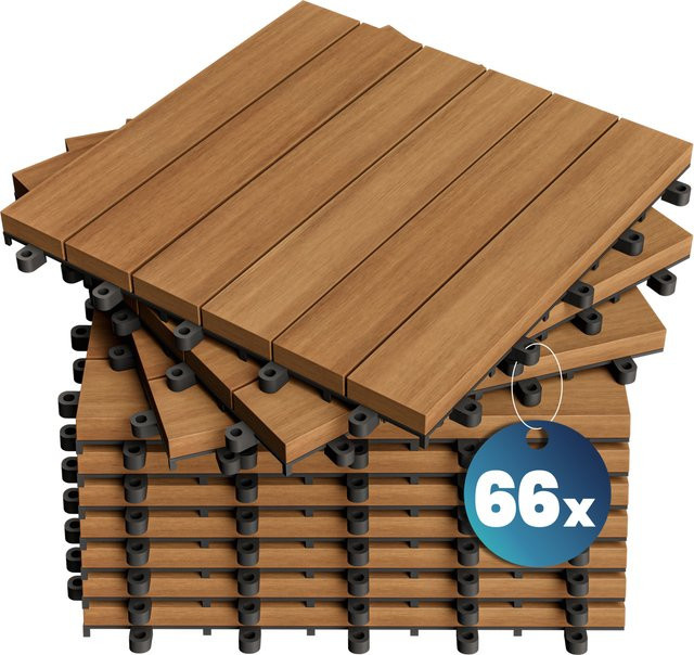 Holzfliesen aus Akazienholz 66er-Set B/B/H: 30 x 30 cm - Bild 1