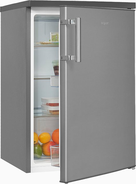 Exquisit KS16-V-H-010D Vollraumkühlschrank in Silver mit Inoxlook, Flaschenregal und LED-Innenbeleuchtung, B/T/H: 57,5 x 60,0 x 160,5 cm - Bild 1