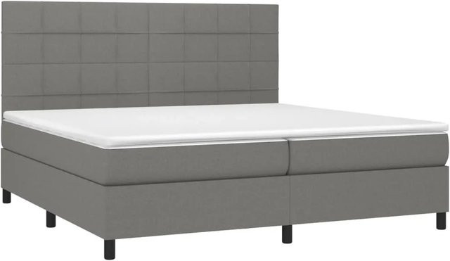 vidaXL Boxspringbett mit Matratze und LED-Unterbettbeleuchtung in Dunkelgrau, Hybrid-Bett mit USB-Ladeanschluss und Taschenfederkern, B/T/H: 200 x 200 x 128 cm - Bild 1