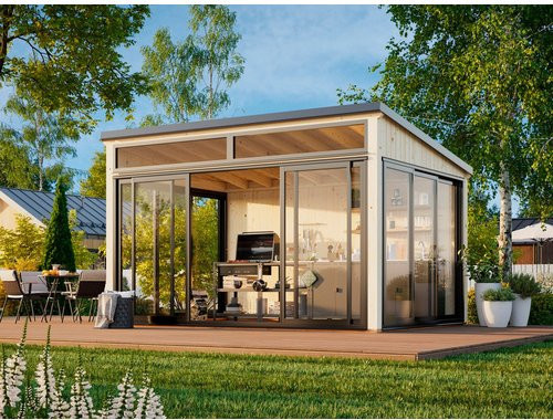 Palmako Gartenhaus Saga Slide Plus aus Fichtenholz mit Pultdach in Natur - Bild 1