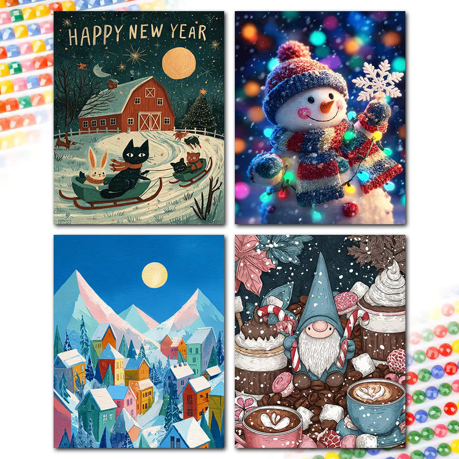 RUOPOTY Diamantmalerei Weihnachten Set mit Kristall-Stickerei und runden Bohrern in Multicolour, B/H: 30 x 20 cm - Bild 2
