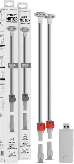 Motionblinds Retrofit Starterpack Doppelpack Rollomotor und Bridge in Weiß - Bild 1